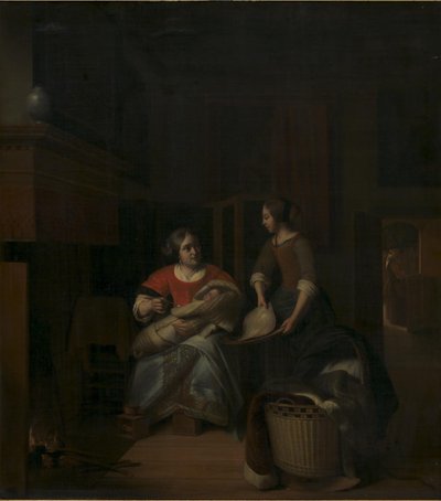 家庭主妇指导女仆 作者 彼得·霍克（Pieter de Hooch）