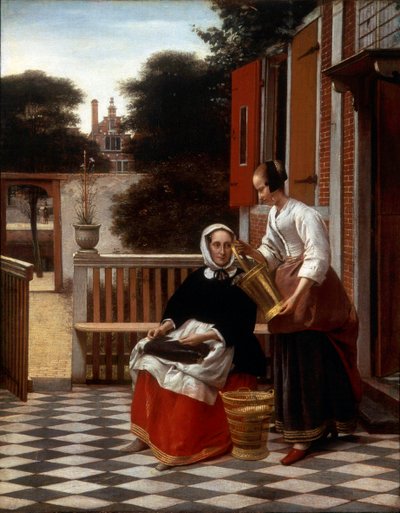 情妇和她的女佣，1660年。 作者 彼得·霍克（Pieter de Hooch）