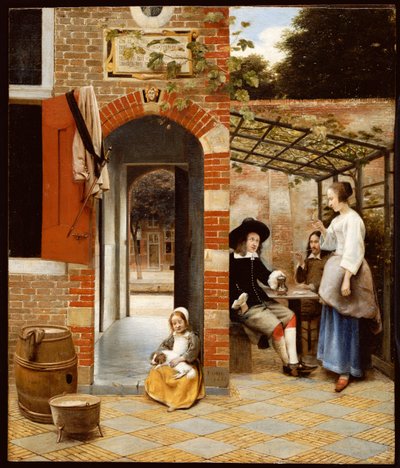 1658年在代尔夫特的房子的院子 作者 彼得·霍克（Pieter de Hooch）