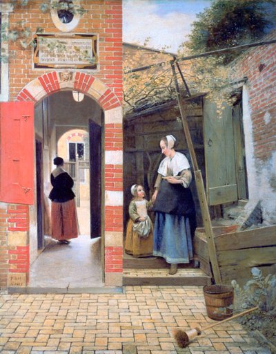 1658年在代尔夫特的房子的院子 作者 彼得·霍克（Pieter de Hooch）