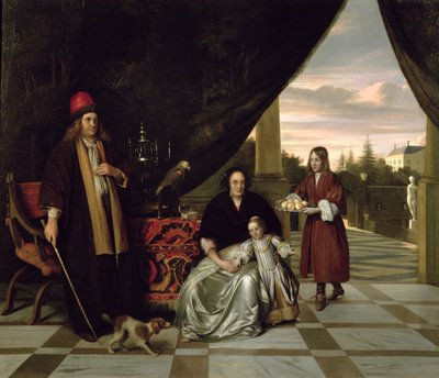 1667年在露台上的全家福 作者 彼得·霍克（Pieter de Hooch）