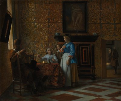 优雅环境下的休闲时光，约1663-65年。 作者 彼得·霍克（Pieter de Hooch）