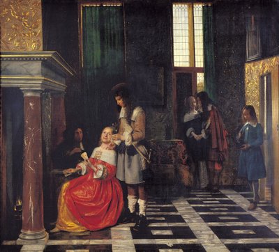 卡片玩家，c.1663-65 作者 彼得·霍克（Pieter de Hooch）