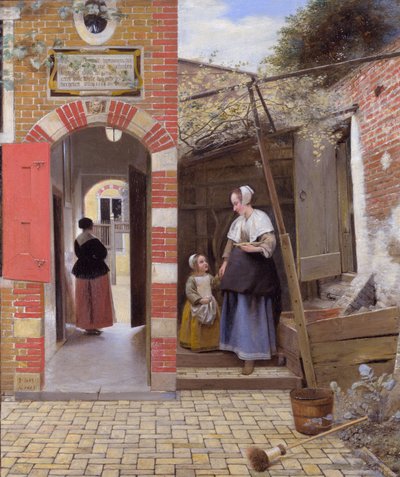 代尔夫特的房子的院子 作者 彼得·霍克（Pieter de Hooch）