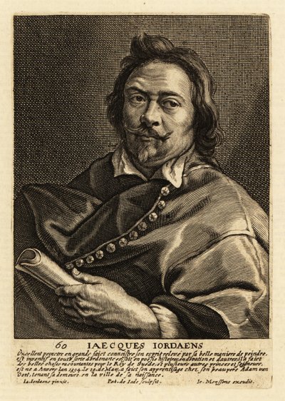Jacques Jordaens 的肖像，佛兰德画家、绘图员和挂毯设计师，以其历史绘画、风俗场景和肖像画而闻名 作者 彼得·二世·乔德