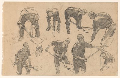 带有吐痰工人素描的研究表 作者 彼得·德·若瑟林