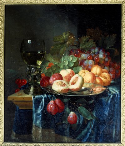 水果和葡萄酒。彼得-德-林（1615-1660）的画作，Ec。霍尔。 作者 