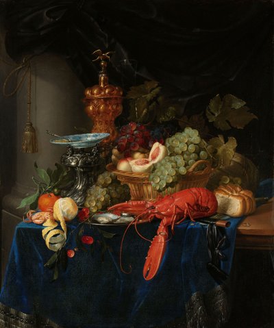 有金高脚杯的静物，约 1655 年（布面油画） 作者 
