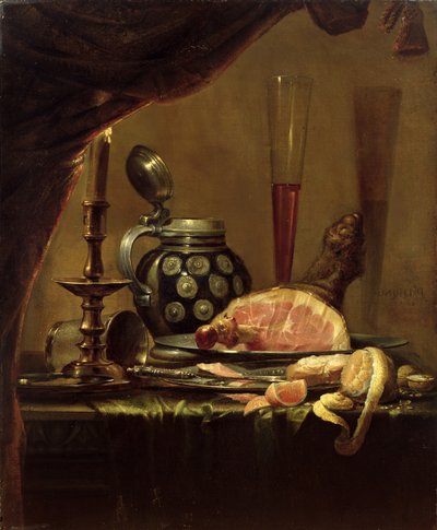 静物与火腿 作者 Pieter de Ring
