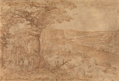 朝圣者的风景（钢笔和棕色墨水纸本） 作者 彼得·布鲁格（Pieter Bruegel）