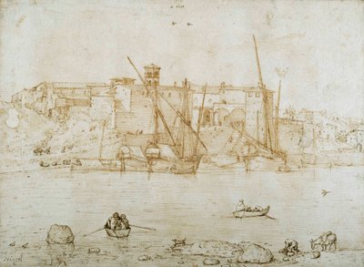 罗马大里帕 (Ripa Grande) 景观，约 1552 年（纸上笔墨） 作者 彼得·布鲁格（Pieter Bruegel）