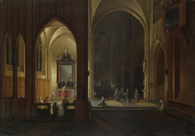 1649年的教堂晚间礼拜 作者 Pieter the Elder Neeffs