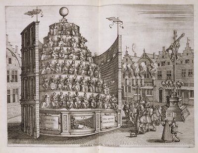 插图由Bochius，普朗坦出版社，1602描绘了一个移动影院，从开始的就职典礼的历史故事......” 作者 彼得·范·德·波希特