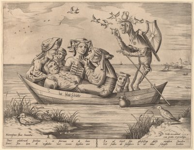 愚人船》（Die Blau Schuyte）。 作者 彼得·范·德·海登（Pieter van der Heyden）仿效希罗尼穆斯·博斯（Hieronymus Bosch）