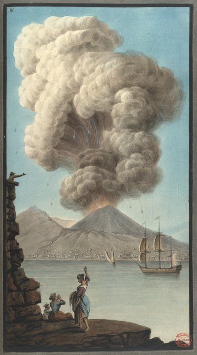 维苏威火山的早晨喷发，摘自威廉-汉密尔顿爵士的《坎皮弗莱格雷。威廉-汉密尔顿爵士的《两西西里岛火山观察 作者 彼得罗（后）法布里斯