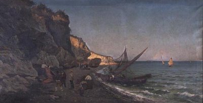 渔民在夕阳下的海湾里 作者 彼得罗·巴鲁奇（Pietro Barucci）