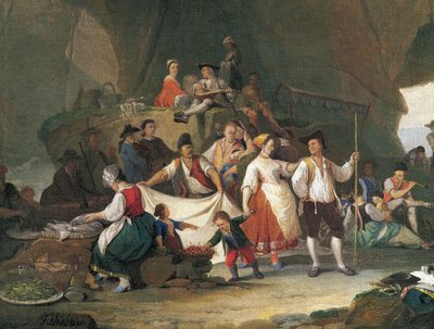 海边的早餐》，由Pietro Fabbris (1740-1792)创作，详图 作者 Pietro Fabris