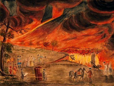The Sicilian Royals visiting Vesuvius during eruption of 11 May 1771, by Pietro Fabris (1740-1792), Italy 作者 彼得罗·法布里斯（Pietro Fabris）