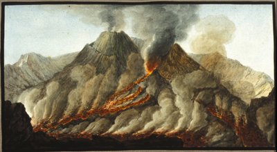 喷发的维苏威火山。 应英国驻那不勒斯大使威廉·汉密尔顿爵士的要求，皮埃尔·法布里斯（Pierre Fabris）进行了这种水粉画。 米兰布雷登斯。 作者 彼得罗·法布里斯（Pietro Fabris）