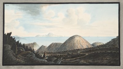 1760年爆炸引发的小山的现状，来自&39;Campi Phlegraei：对两个西西里火山的观察&39;的板块XIII，由William Hamilto爵士提出 作者 彼得罗·法布里斯（Pietro Fabris）