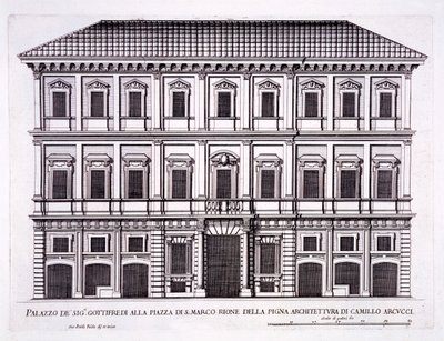 Palazzo Grazioli，罗马圣马可广场，来自&39;Palazzi di Roma&39;，第二部分，出版于1670年代 作者 彼得罗·费雷里奥（Pietro Ferrerio）