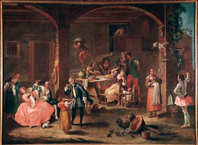 La merenda in Campagna（乡村小吃） Pietro Longhi（1702-1785）绘画，约 1750 年暗淡 96x131 厘米威尼斯，Ca