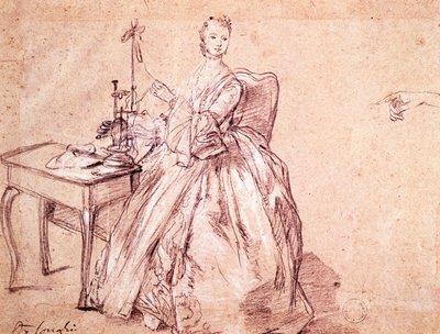 纺线的女士，彼得罗-隆吉（1701-1785）的作品，图画 作者 彼得·隆吉（Pietro Longhi）