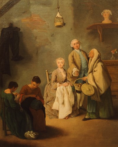 卖bussolai（威尼斯糖果）的人，由Pietro Longhi（1701-1785）创作。 作者 Pietro Longhi