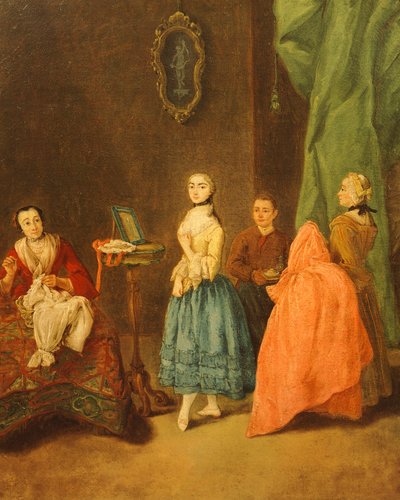 试穿衣服，皮特罗-隆吉（1701-1785）的作品 作者 彼得·隆吉（Pietro Longhi）