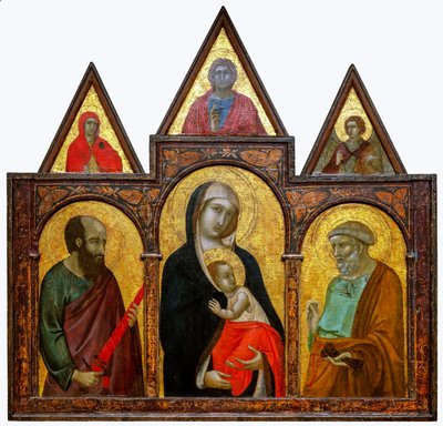 圣母子与圣徒保罗和彼得（1310-20） 作者 彼得罗·洛伦泽蒂（Pietro Lorenzetti）
