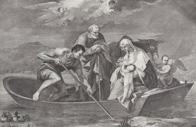 逃往埃及，神圣家族在船上，1730-50。 作者 彼得罗摩纳哥