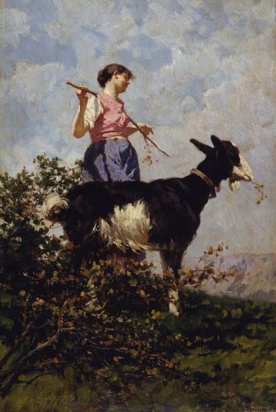 携带山羊的牧羊人 作者 彼得罗·帕耶塔（Pietro Pajetta）