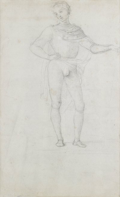 贤士崇拜中的人物研究（黑色粉笔） 作者 彼得罗·佩鲁吉诺（Pietro Perugino）