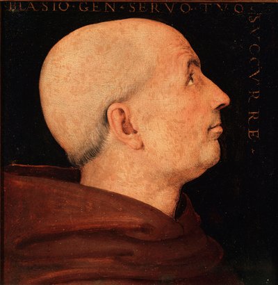 瓦隆布罗萨修道院勋章的将军唐·比亚吉奥·米拉内西 (Don Biagio Milanesi) 的肖像 瓦隆布鲁斯 (Vallombreuse) 修道院一名修士的画像。 Pietro Vannucci 的绘画 dit il Perugino（佩鲁金 作者 Pietro Perugino