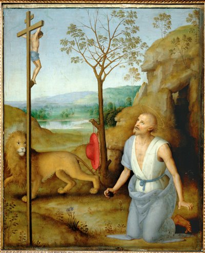 沙漠中的圣杰罗姆（绘画） 作者 彼得罗·佩鲁吉诺（Pietro Perugino）