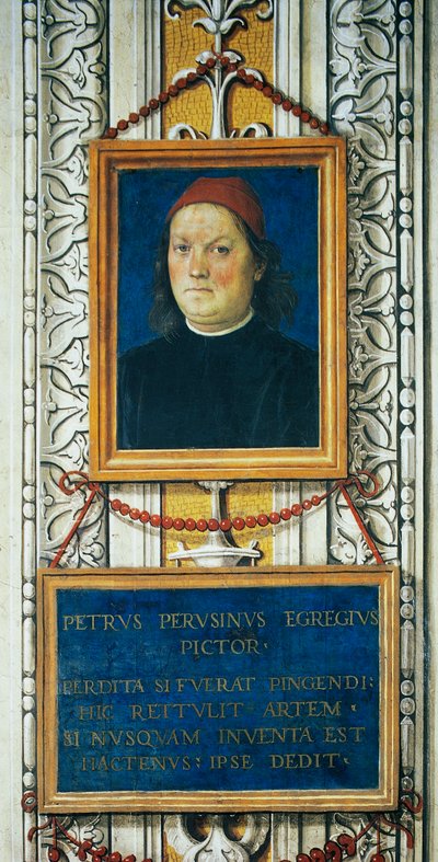 自画像和标题栏 作者 彼得罗·佩鲁吉诺（Pietro Perugino）