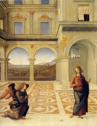 天使报喜，大约1498年 作者 Pietro Perugino