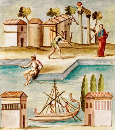 MS Gen 1496 Harbour Scene，1674 作者 彼得罗·桑蒂·巴托利（Pietro Santi Bartoli）