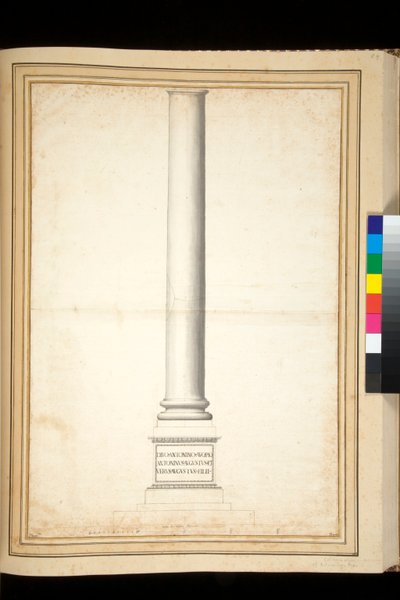 Antoninus Pius 的柱子显示为恢复（钢笔和灰色水洗） 作者 彼得罗·桑蒂·巴托利（Pietro Santi Bartoli）
