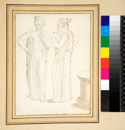 Two views of a bronze statuette (pen and pencil) 作者 彼得罗·桑蒂·巴托利（Pietro Santi Bartoli）