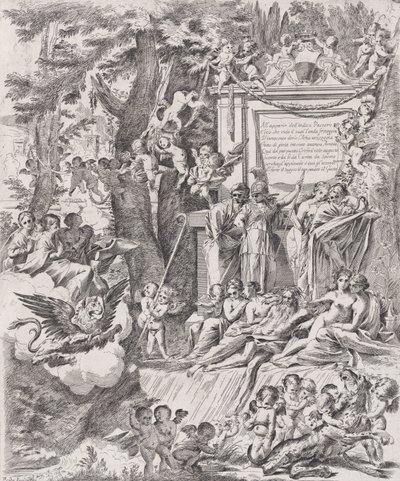 纪念红衣主教弗朗西奥蒂到任卢卡主教的寓言故事，1680-1700年。 作者 彼得·泰斯塔