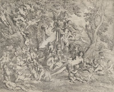 维纳斯的花园，她躺在中央，在潘的erm前，周围是......，约1631-37。 作者 彼得·泰斯塔