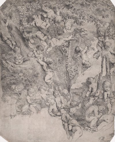维纳斯的花园，左上角的证明压印，约1631-37。 作者 彼得·泰斯塔
