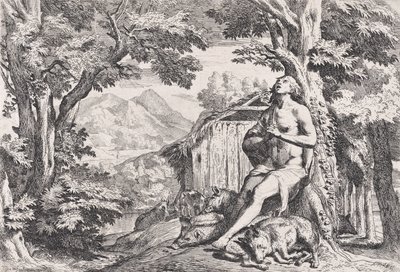 猪群中的浪子，来自四个系列的版画，约1645年。 作者 彼得·泰斯塔