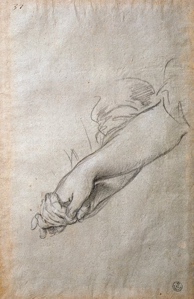 手和手臂，为 The Golden Acortonage 壁画学习 作者 Pietro da Cortona