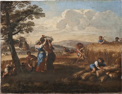 Landscape with Harvest Scene - Landscape with Harvesting，Cortona, Pietro da (1596-1669) (Pierre de Cortona)。 布面油画。 尺寸：50x65 厘米。 斯德哥尔摩国家博物馆 作者 Pietro da Cortona