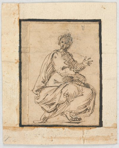 素描簿页面：寓言人物 作者 Pietro da Cortona