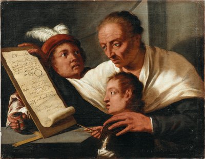 1650年后，一名教师和两名学生在一起。 作者 Pietro della Vecchia