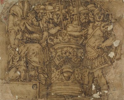 Mucius Scaevola 在波森纳面前把手伸进火焰中 作者 波利多罗·达·卡拉瓦乔