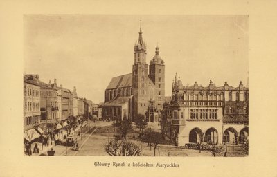 克拉科夫-克拉科夫：主市场广场和圣玛丽教堂（黑白照片） 作者 波兰摄影师